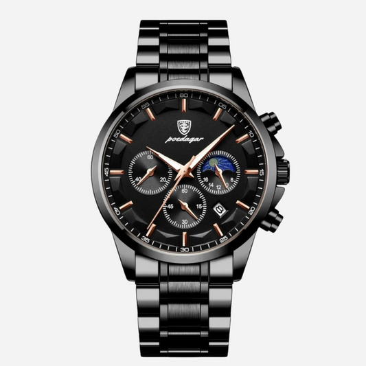 Reloj - deportivo de lujo para hombre con mecanismo de cuarzo, cronógrafo y correa de piel