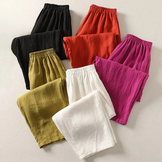 Noelia | Pantalones holgados de algodón y lino