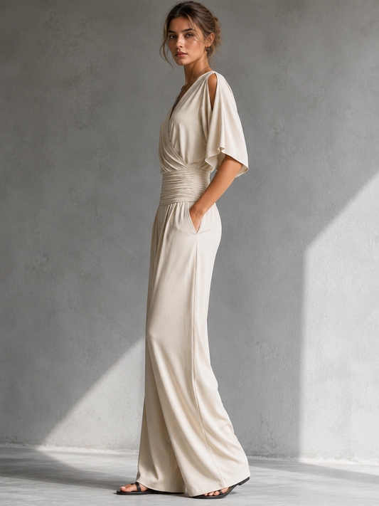 Claudia | Elegante conjunto con top cruzado y pantalón de corte ancho
